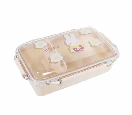 日本製 Miffy 米色花花食物盒/飯盒