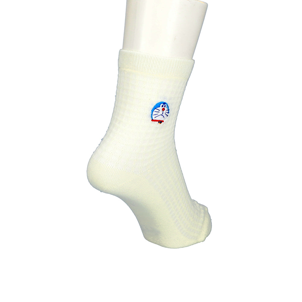 多啦A夢 大頭刺繡章黃色襪