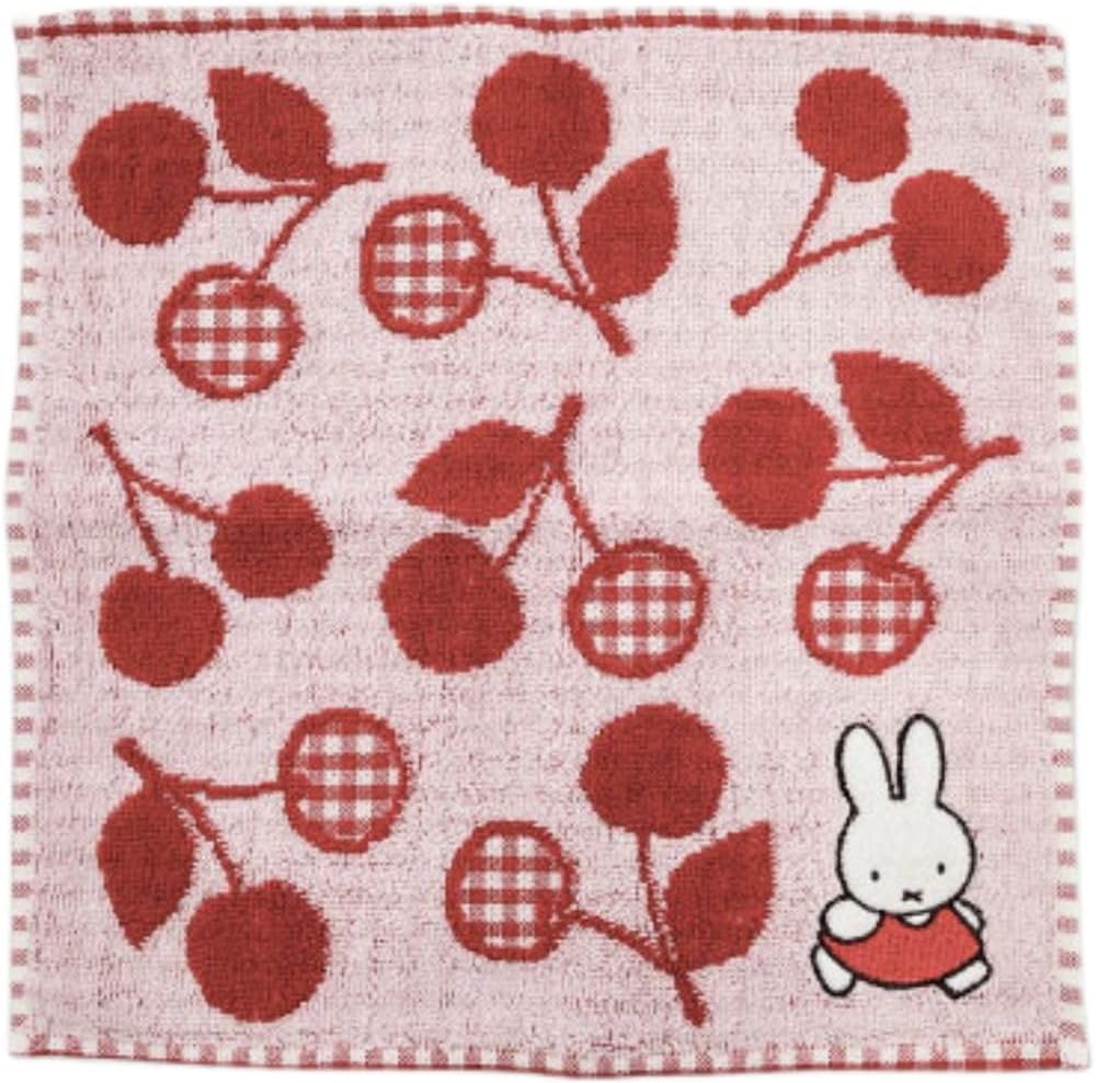 Miffy 櫻桃圖案純棉迷你毛巾 白色
