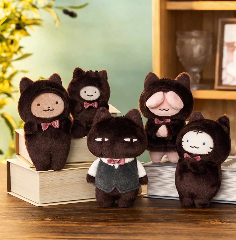 小白虎與黑虎蝦 黑貓打扮公仔掛飾