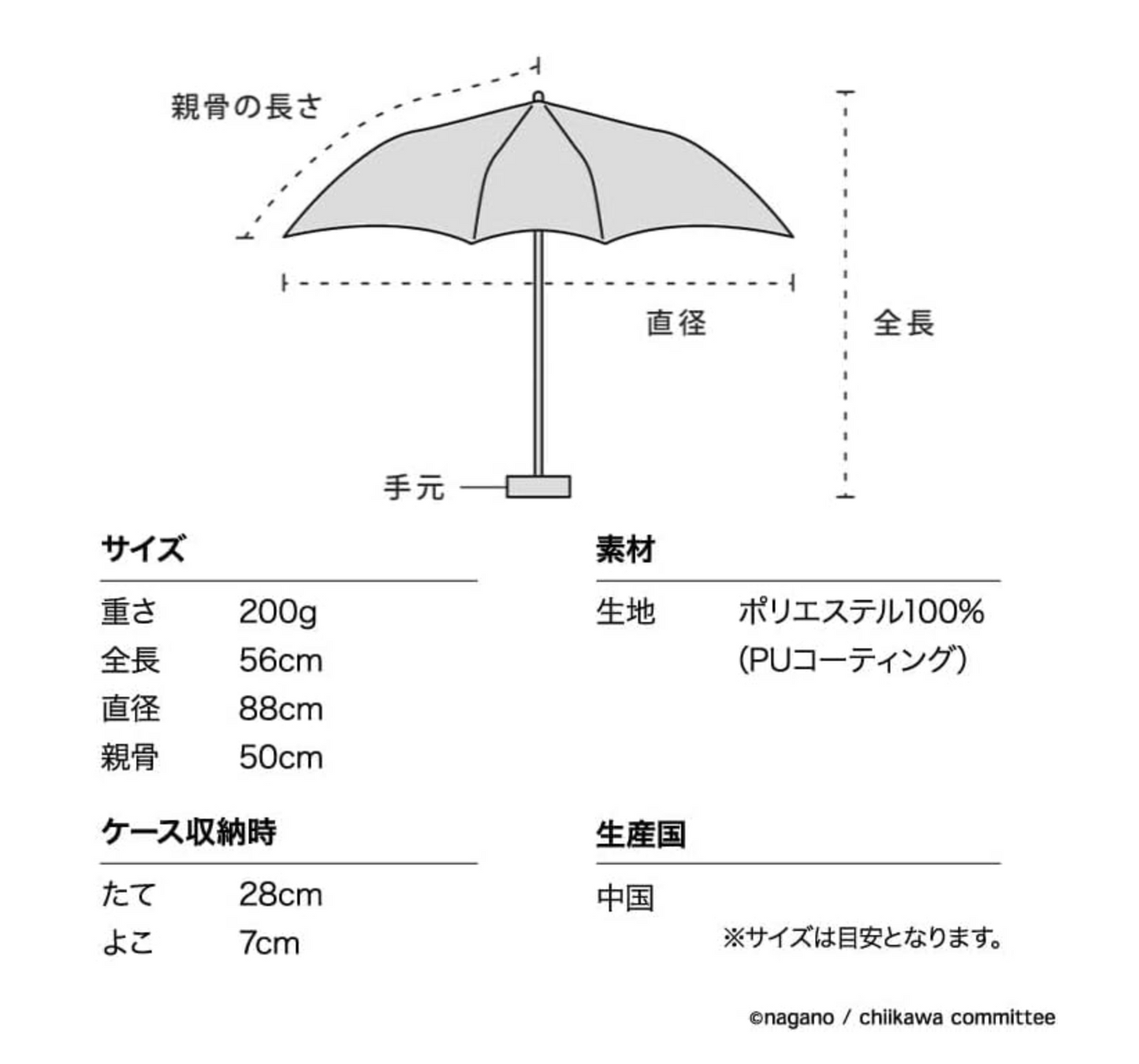 Chiikawa x Wpc 晴雨兼用縮骨遮 - 花環款