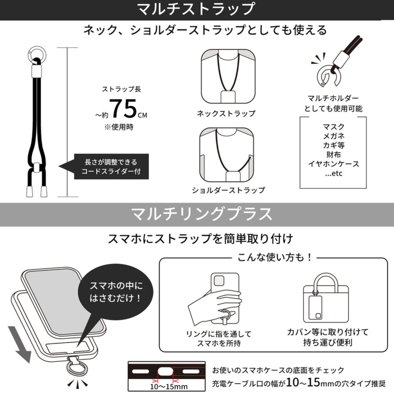 Chiikawa Multi Ring Plus 大頭公仔手機掛繩