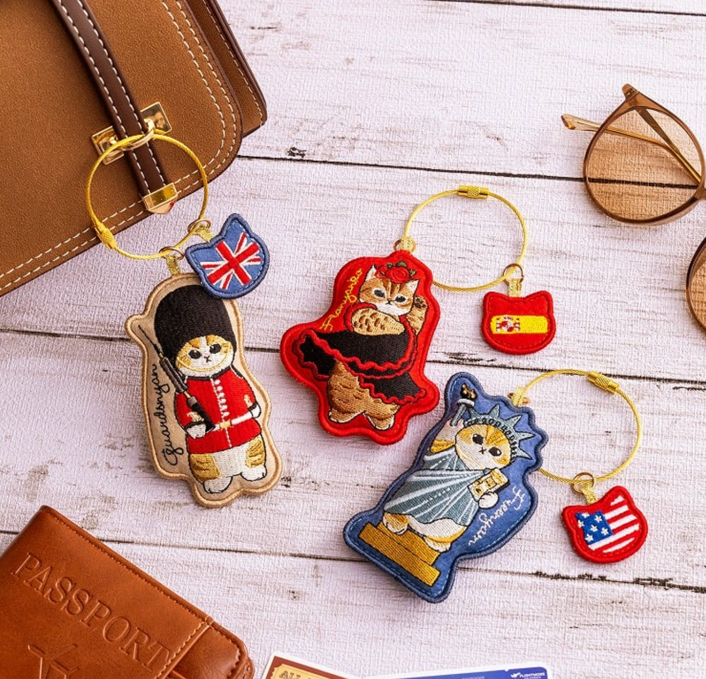 Mofusand 環遊世界之旅系列 刺繡鎖匙扣