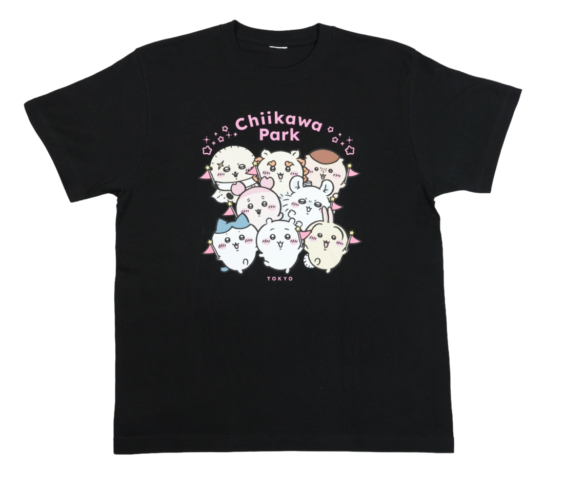 (9月底到貨)Chiikawa Park 短衫T-shirt 全角色黑色