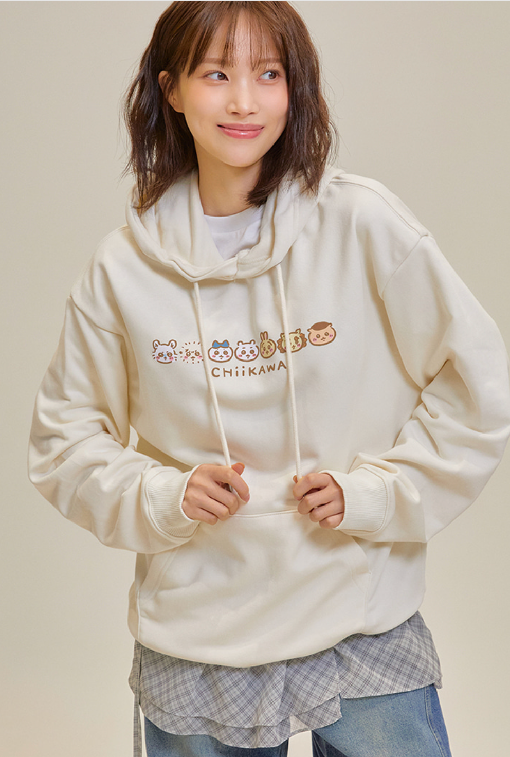 Chiikawa x Spao 連帽衛衣Hoodie 奶白色全角色