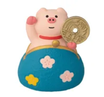 (8月預訂)Concombre 招財豬 金運達摩(藍色)