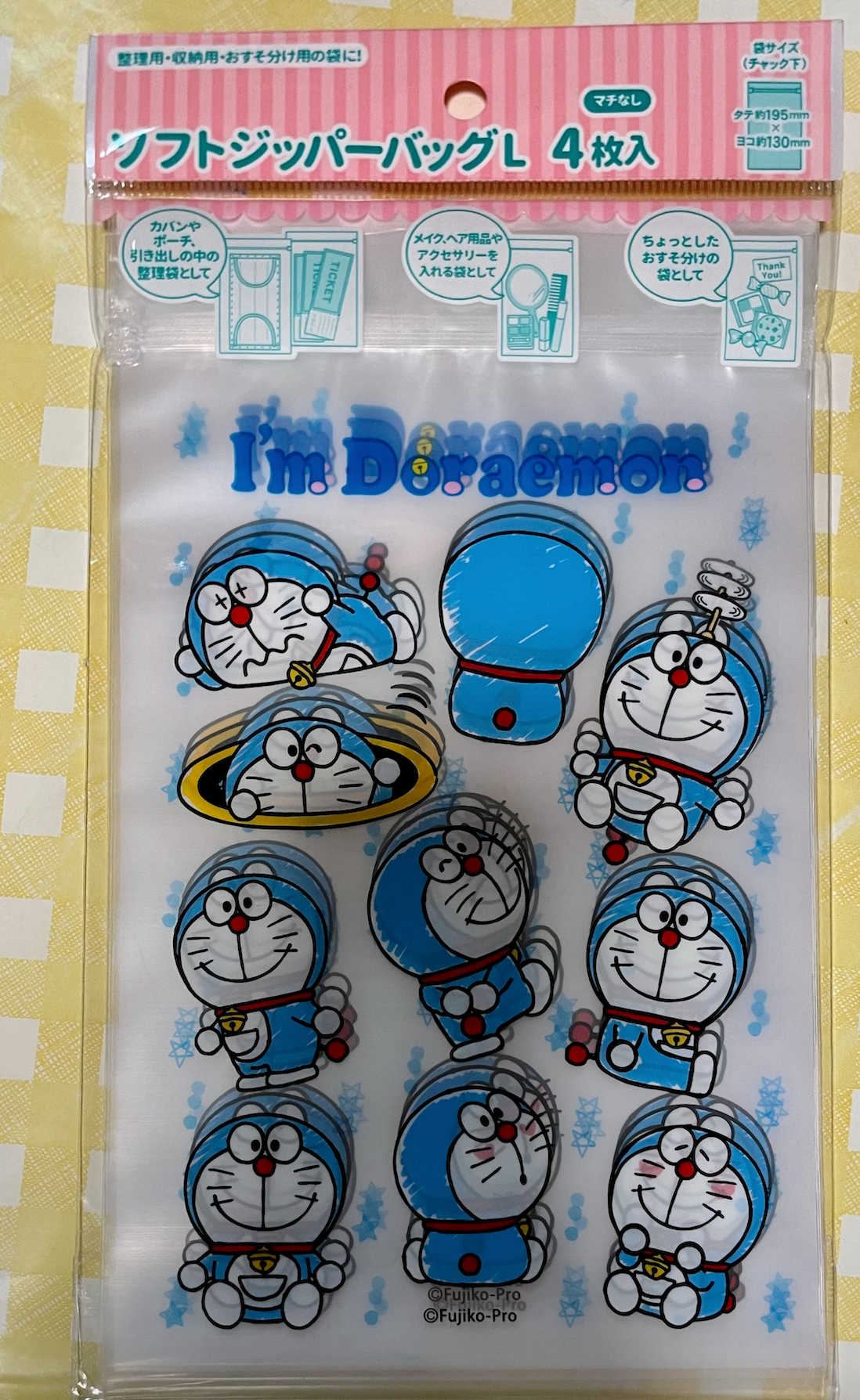 多啦A夢道具款Zip Bag L 4枚