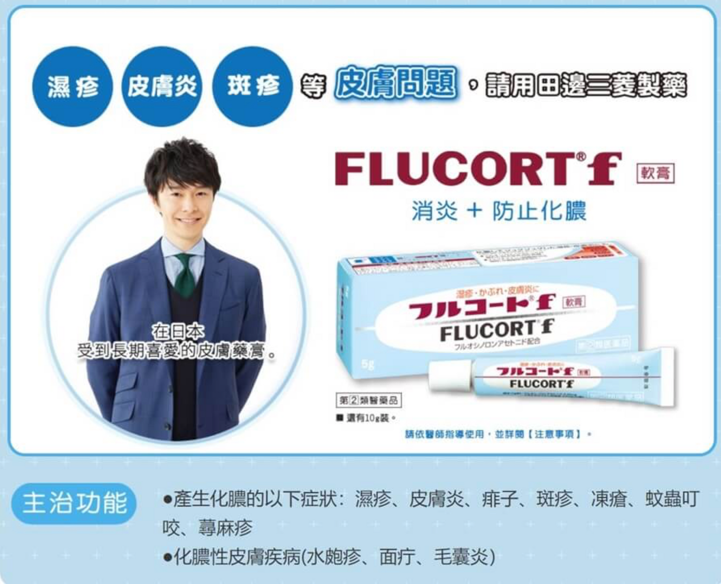 日本田邊三菱製藥 Flucort f 濕疹藥膏 5g