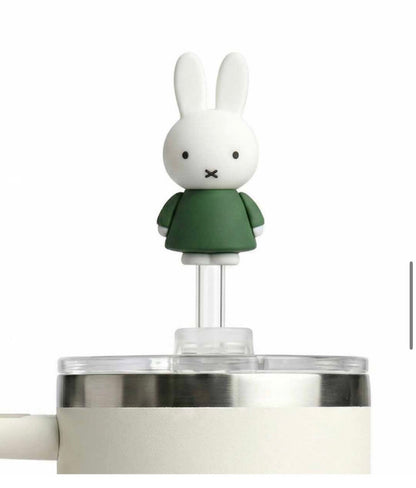 Miffy 韓國限定超大容量不鏽鋼保溫保冷隨行杯套裝 連立體飲管帽&迷你杯造型鎖匙扣(白色)