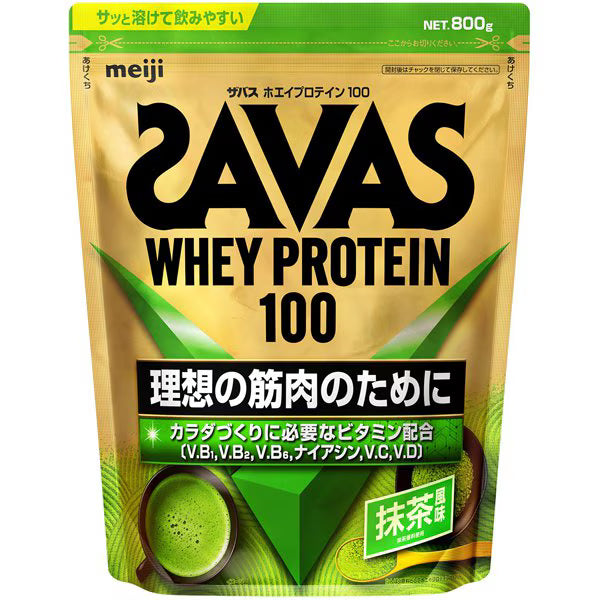 日本 SAVAS 明治乳清蛋白粉 Whey Protein 100 抹茶味 800g