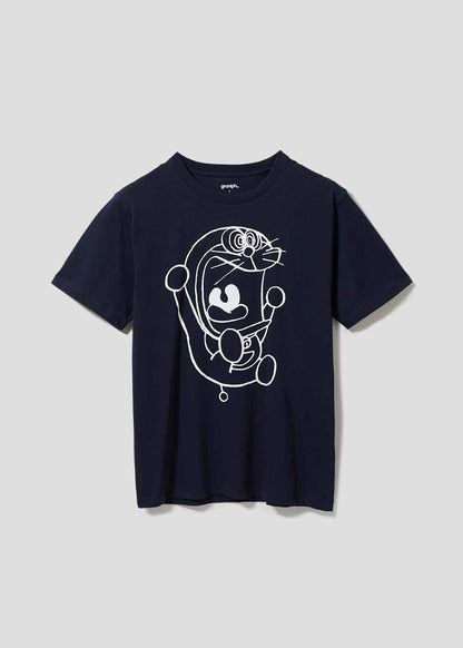 Graniph x  多啦A夢驚恐樣黑色T-Shirt