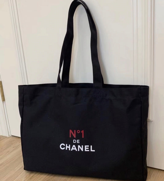 Chanel VIP會員限定贈品  N°1 DE CHANEL 山茶花黑色手提帆布袋