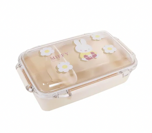 日本製 Miffy 米色花花食物盒/飯盒