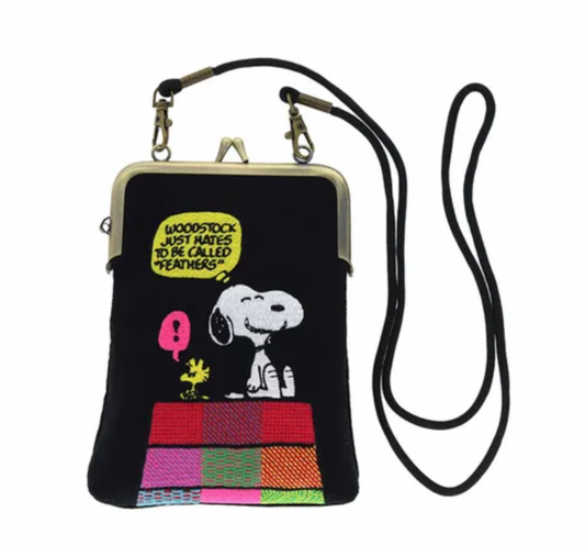 Snoopy 直款刺繡口金開口Pouch Vertical Metal clip type -屋頂款