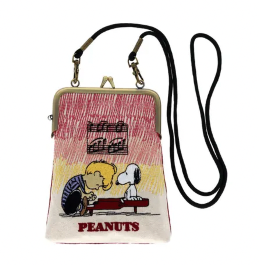 Snoopy 直款刺繡口金開口Pouch Vertical Metal clip type -音符款