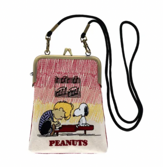 Snoopy 直款刺繡口金開口Pouch Vertical Metal clip type -音符款