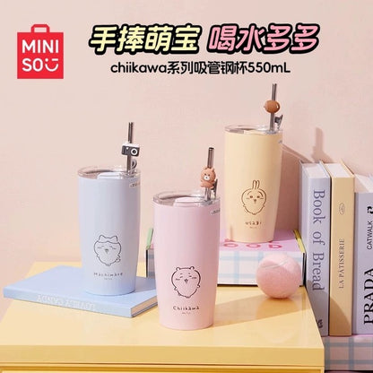 Miniso x Chiikawa 550mL保溫保冷杯連吸管