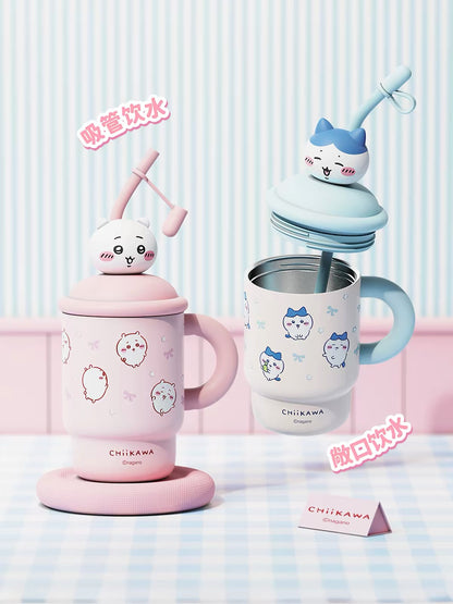 Miniso x Chiikawa 500mL 迷你奶茶保溫保冷杯連吸管