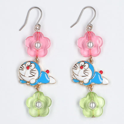 未來百貨限定 多啦A夢花花耳環