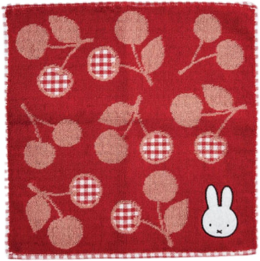 Miffy 櫻桃圖案純棉迷你毛巾 紅色