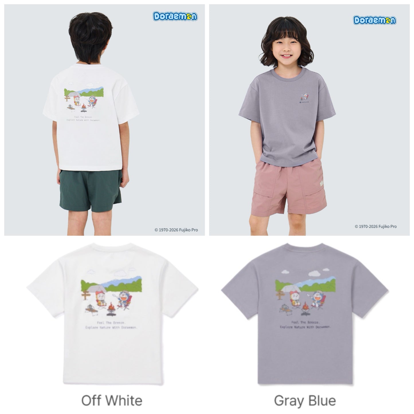 多啦A夢 x Snow Peak 韓國限定小童T-Shirt 燒嘢食款