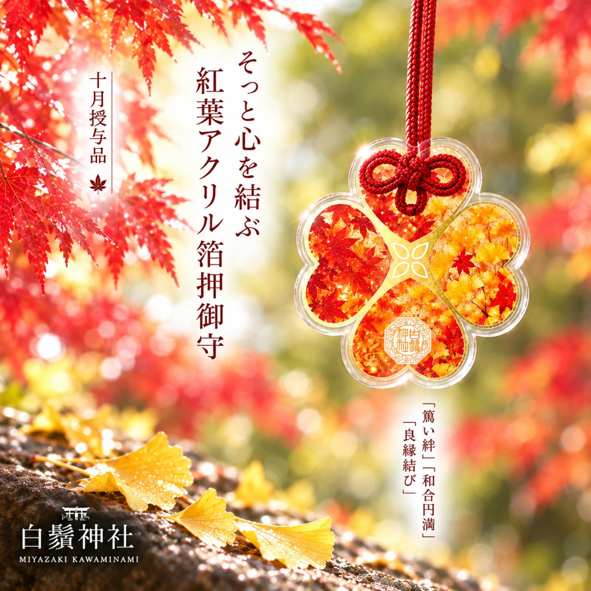 白鬚神社 紅葉與銀杏亞加力四葉御守