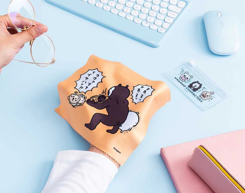 Nagano 眼鏡布連收納袋 - 兔兔&馬來熊