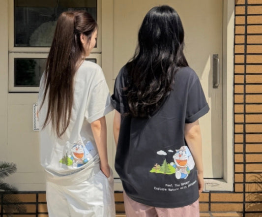 多啦A夢 x Snow Peak 韓國限定成人T-Shirt 去露營款￼
