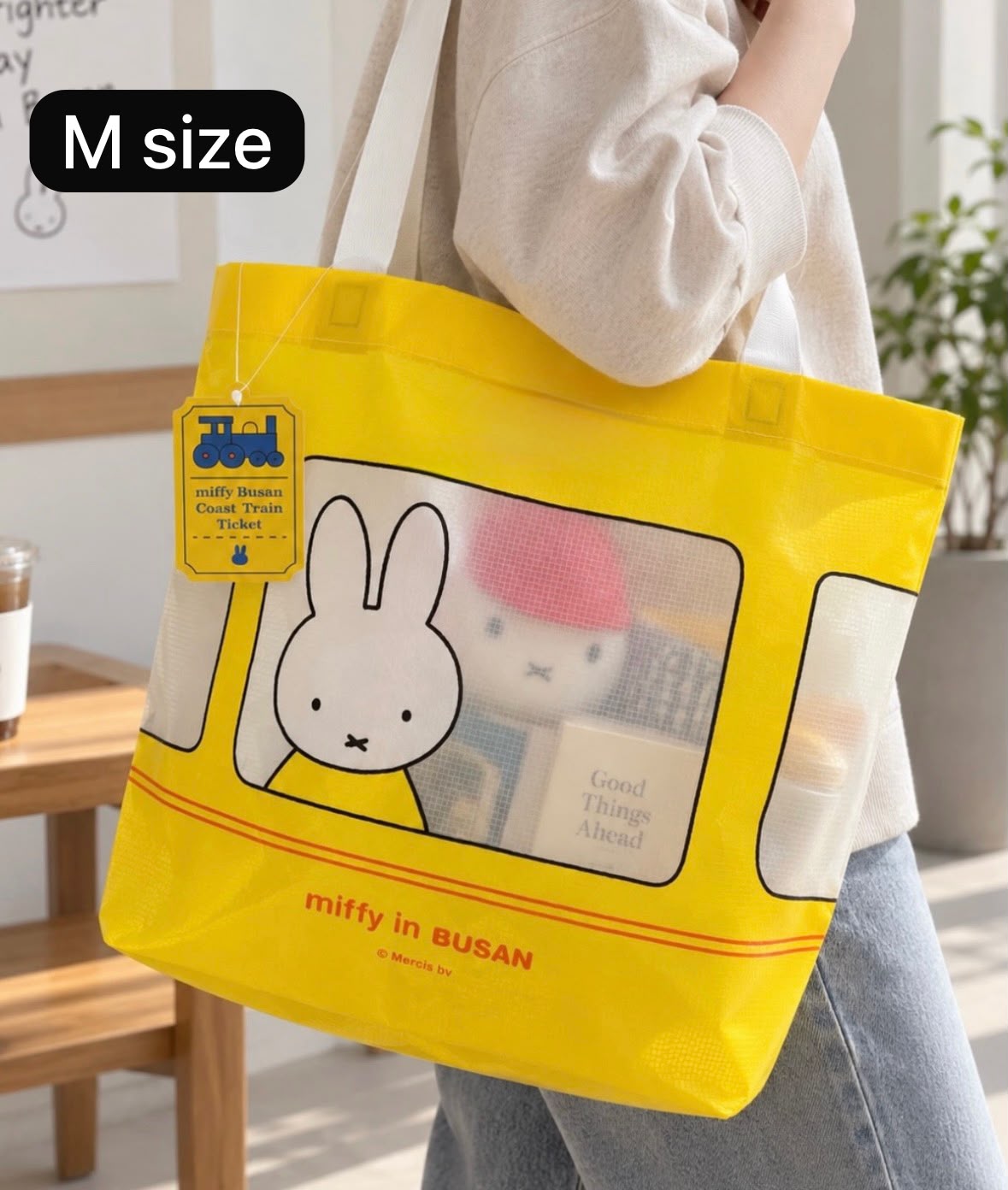 Miffy 韓國釜山限定 海雲臺海岸列車透光車窗大環保袋 藍色