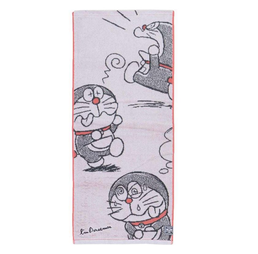 Doraemon 哆啦A夢無撚糸有機棉緹花長毛巾 鼠灰色 日本丸眞