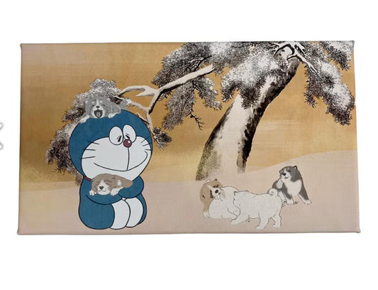 多啦A夢 大雄的繪世界物語 布版畫 仔犬圖