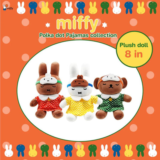 泰國限定 Miffy Polka Dot Pajamas Collection 眼罩睡衣8寸公仔