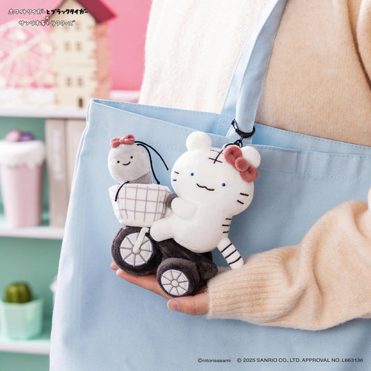Sanrio x 小白虎與黑虎蝦 Hello kitty 單車公仔掛飾