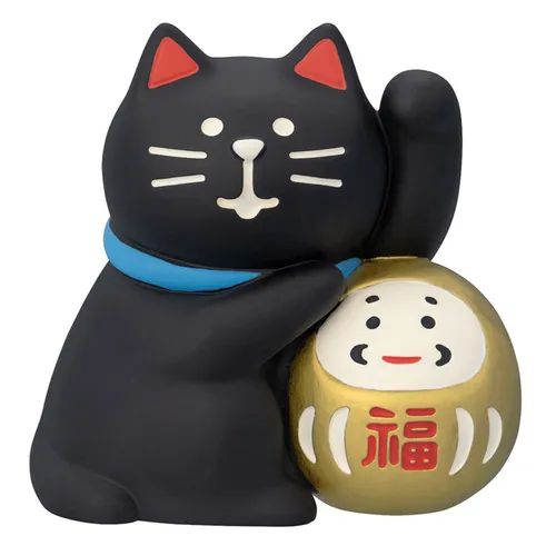 (11月預訂)1Concombere 黑貓金色達摩公仔擺設