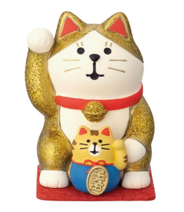 Concombere 金色招財貓公仔擺設