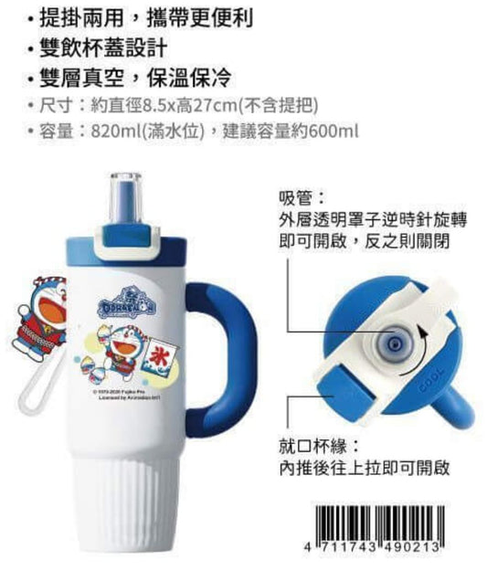 (需補運費)台灣 多啦A夢造型提把隨行杯