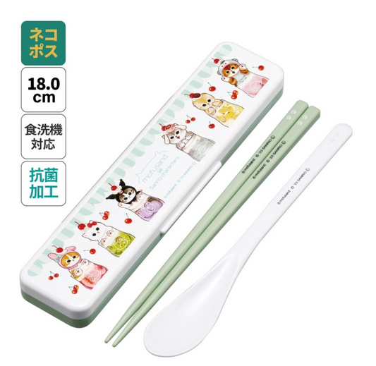 Skater Mofusand 抗菌靜音組合 18cm餐具/筷子連小匙套裝
