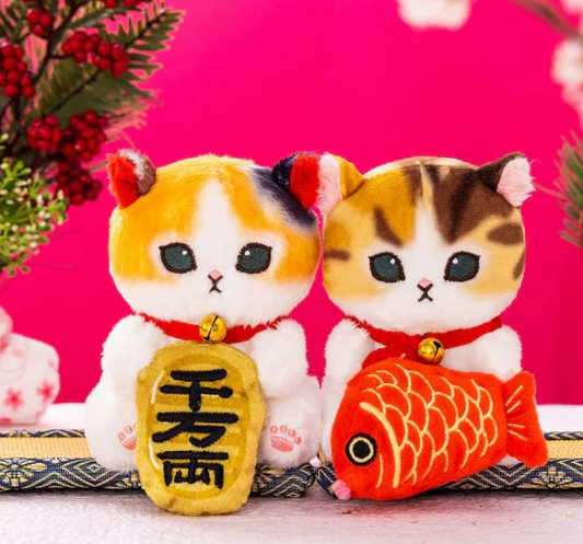 Mofusand 招財貓造型公仔 (千萬両/抱鯛魚)