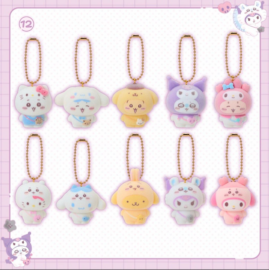 Chiikawa x Sanrio 限定植絨公仔吊飾盲盒