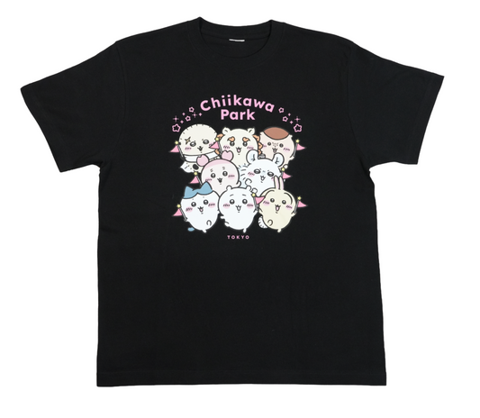 (9月底到貨)Chiikawa Park 短衫T-shirt 全角色黑色