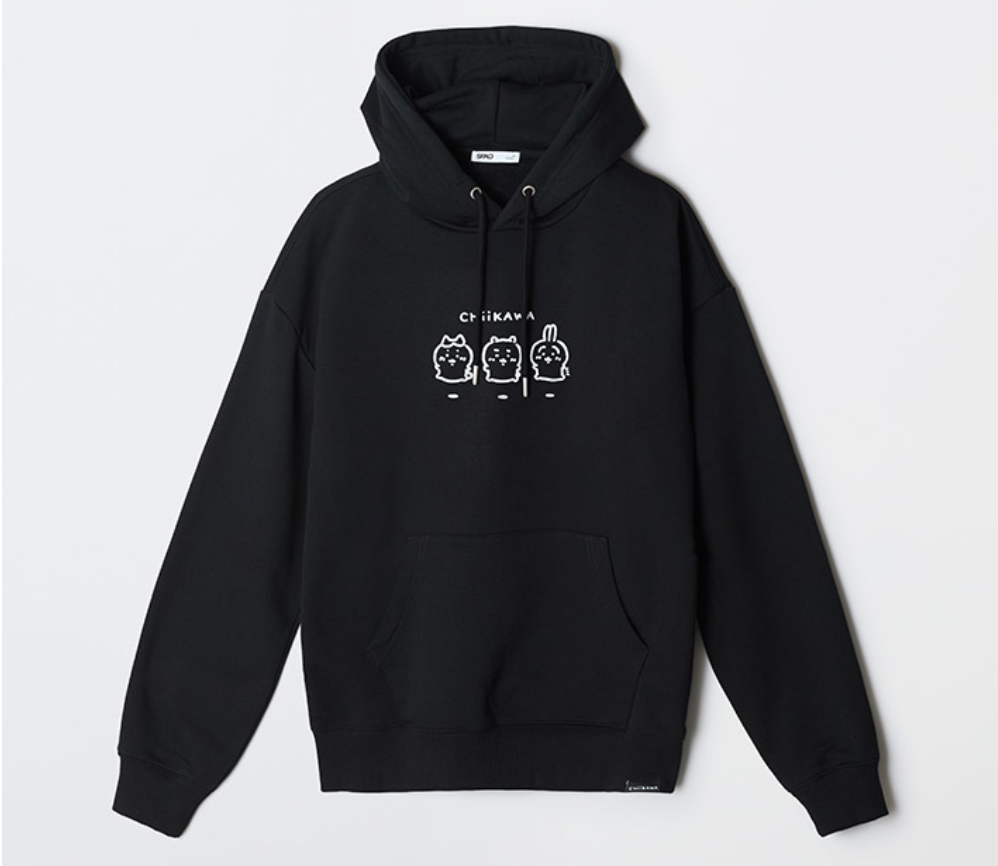 Chiikawa x Spao 連帽衛衣Hoodie 黑色三主