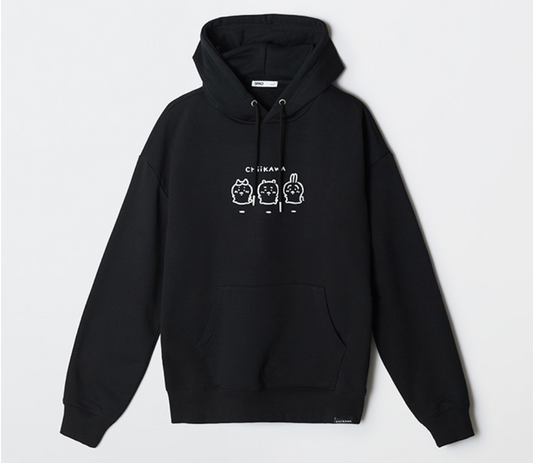 Chiikawa x Spao 連帽衛衣Hoodie 黑色三主