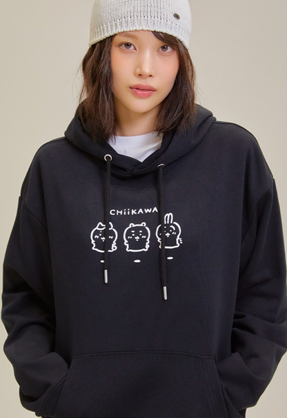 Chiikawa x Spao 連帽衛衣Hoodie 黑色三主