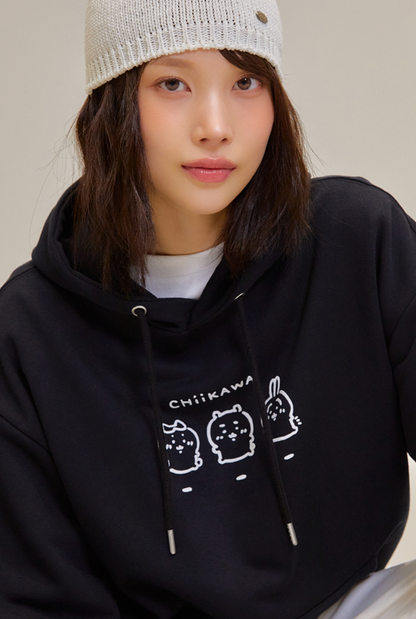 Chiikawa x Spao 連帽衛衣Hoodie 黑色三主