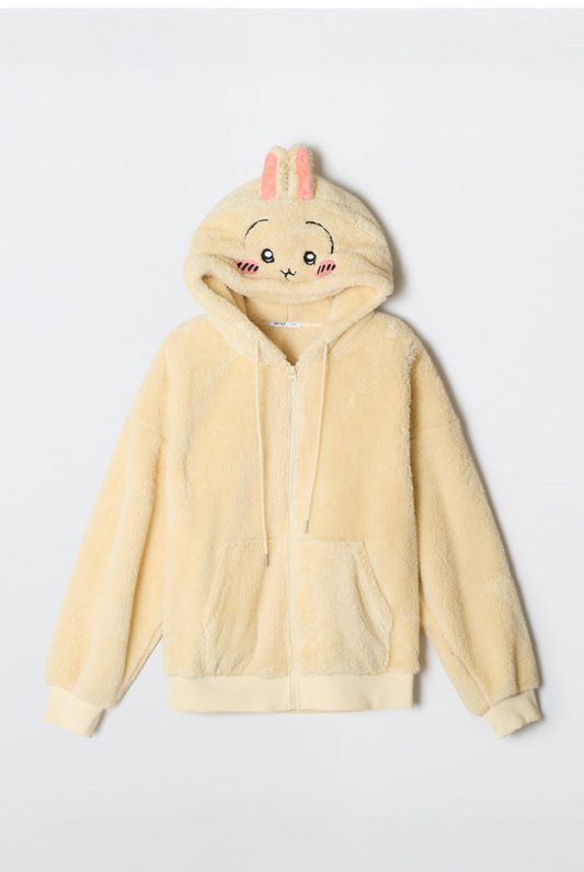 Chiikawa x Spao 毛絨連帽拉鍊外套 兔兔