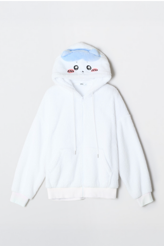 Chiikawa x Spao 毛絨連帽拉鍊外套 小八