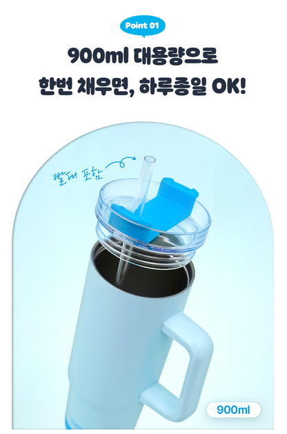 韓國Mammoth Coffee x 多啦A夢 900mL保溫保冷杯連飲筒送磁石貼