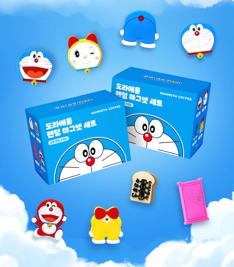 韓國Mammoth Coffee x 多啦A夢 橡膠磁石貼(隨機4款)