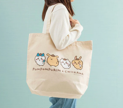 Chiikawa x Sanrio Characters 大手提袋Tote Bag (布甸狗&三主)