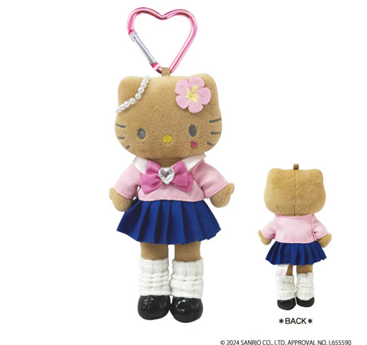 Hello Kitty 復刻版長腿公仔掛飾 黑皮高校校服